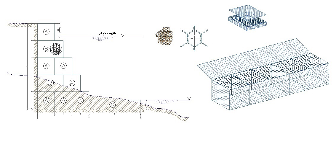  نمونه نقشه‌های اتوکد گابیون بندی در راهسازی