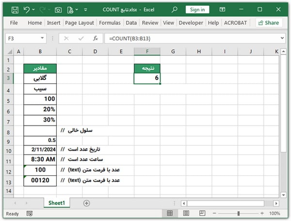 تابع COUNT